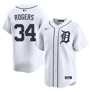 Mens #34 White Jake Rogers Game Gritty Tigs Jersey 118211-795