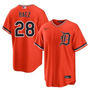 Men's Detroit Tigers #28 Orange Embroidery Javier Baez Jerseys 232990-886
