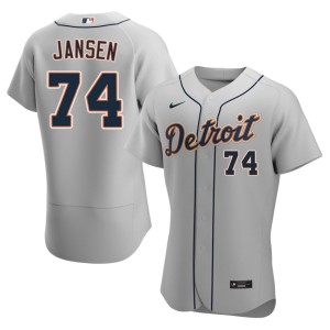 Men's Gray Detroits #74 Authentic Kenley Jansen Jersey 959678-502