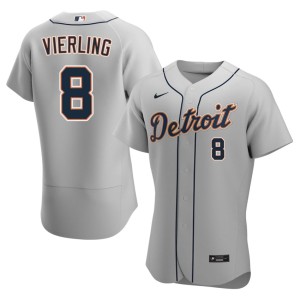Mens Matt Vierling #8 The D Gray MLB Jerseys 788583-485