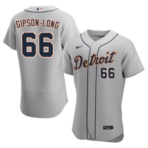 Mens Gray Sawyer Gipson-Long Detroit Tigs Official #66 Jersey 179191-986