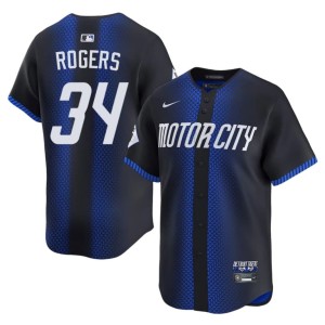 Mens Jake Rogers Official #34 Blue The D City Connect Jersey 532745-228