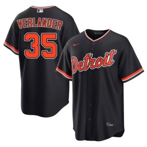 Men Authentic Navy Justin Verlander #35 The Tiges Jersey 325361-261