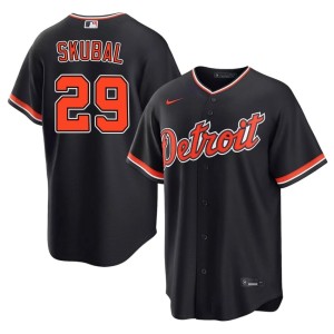 Men Authentic Navy #29 Detroits Tarik Skubal Jersey 938822-229