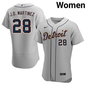 Womens Detroit Tigs Gray J.D. Martinez Embroidery #28 Jerseys 399250-390