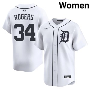 Women's Jake Rogers Official White DET Tigers #34 Jersey 405943-327