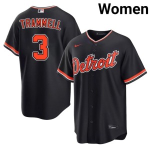 Womens Navy #3 Authentic Alan Trammell Detroits Jerseys 369337-110