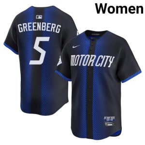 Women's Authentic Hank Greenberg City Connect The D #5 Blue Jersey 696471-392