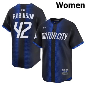 Women's Jackie Robinson City Connect Official Blue #42 DET Tigers Jerseys 385777-144