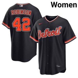 Womens Jackie Robinson Navy Embroidery #42 The Motor City Kitties Jerseys 133492-133