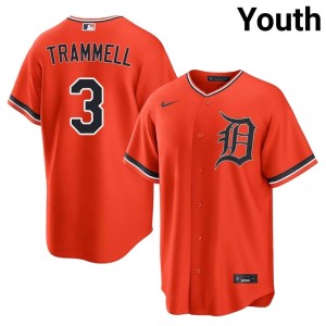 Youth Official #3 Gritty Tigs Orange Alan Trammell Jersey 922563-226