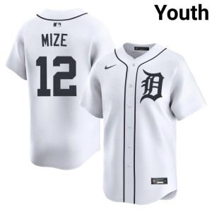 Youth #12 Embroidery White DET Casey Mize Jersey 281047-155