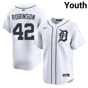 Youth Stitched D Tigers White Jackie Robinson #42 Jerseys 567156-407