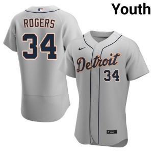 Youth Gray Jake Rogers #34 Detroit Tigs Authentic Jerseys 586695-713