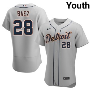 Youth Player Gray #28 Tigers Javier Baez Jerseys 900231-603
