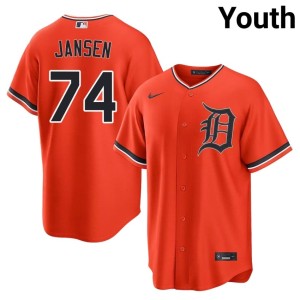 Youth #74 Kenley Jansen Orange D Tiges Embroidery Jersey 842073-920