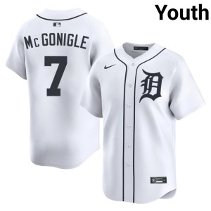 Youth #7 Kevin McGonigle Detroit Tigers Game White Jersey 159738-405
