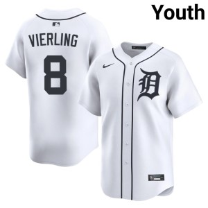 Youth #8 Official The Tiges Matt Vierling White Jerseys 696544-881