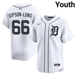 Youth #66 The Tigs MLB Sawyer Gipson-Long White Jersey 894556-522
