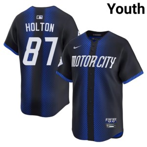 Youth Official #87 Blue City Connect Tyler Holton Detroit Tigs Jersey 366356-241