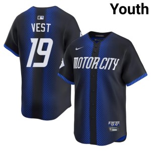 Youth City Connect Stitched Will Vest #19 Detroit Tigs Blue Jerseys 347128-574